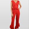 Red Frill Hem Trousers