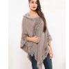 Grey Faux Fur Trim Poncho