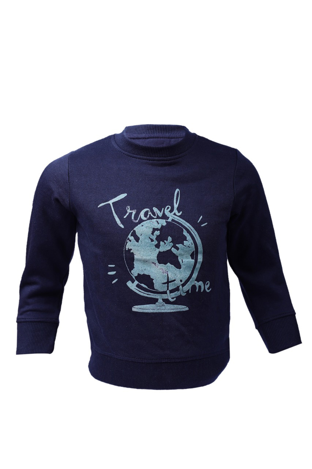 Dark Blue World Globe Printed Sweatshirt